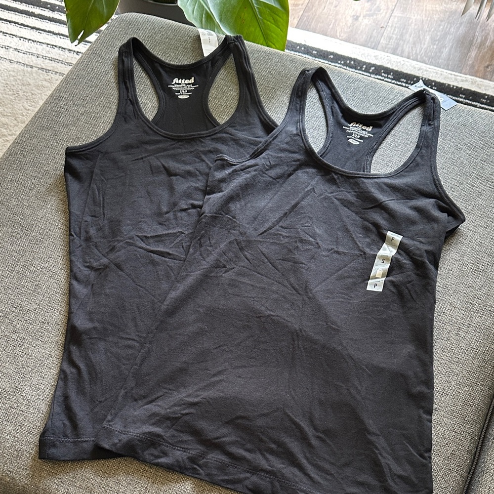 Old Navy 2xBlack Fitted Racerback Tank bundle